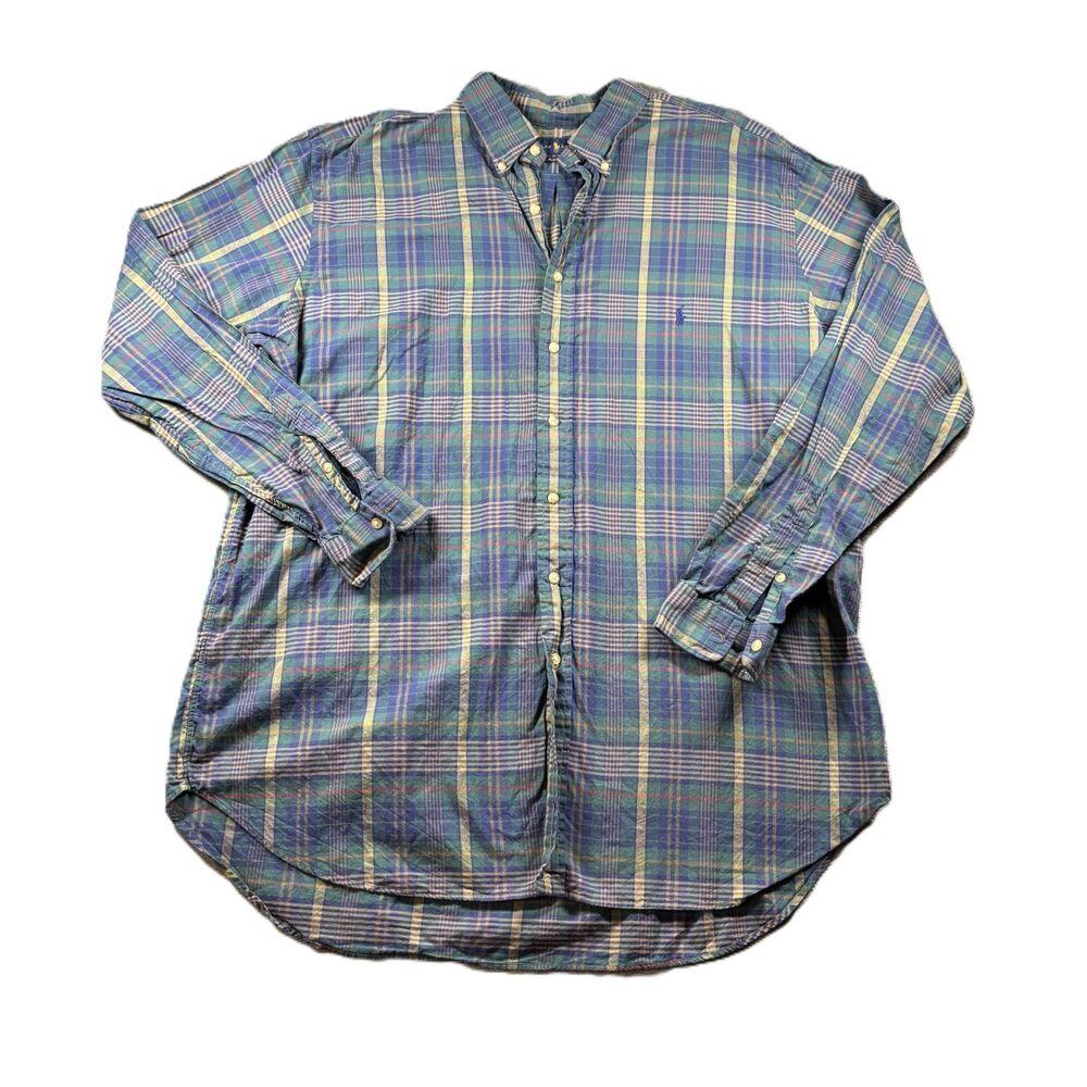 Ralph Lauren Men Plaid Button Down Shirt Casual Preppy Pony 2XLT 2X Tall K110